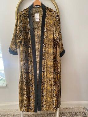 NWT Brava Summer Snake Print Kimono Robe Party Festival Beach Size L
